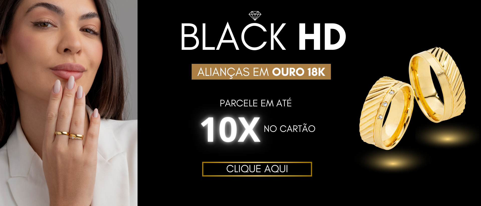 Black Friday Ouro 18K HD Alianças