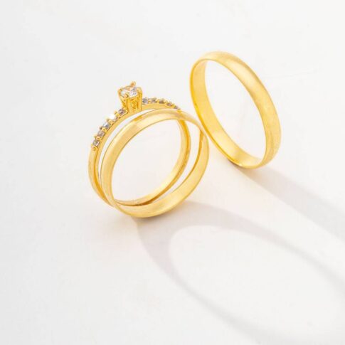 Par de Alianças Banhada Ouro 18K - Minimalista