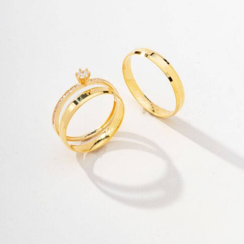 Par de Alianças Banhada Ouro 18K - Madri