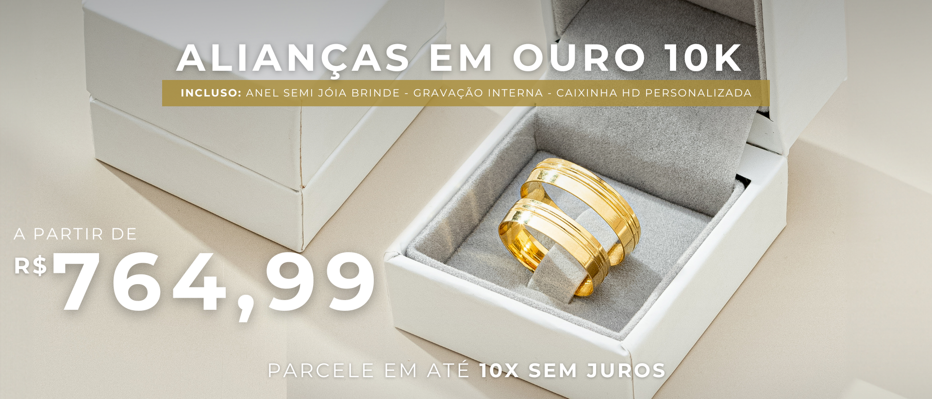 Alianças em ouro 10k - Promoção 
