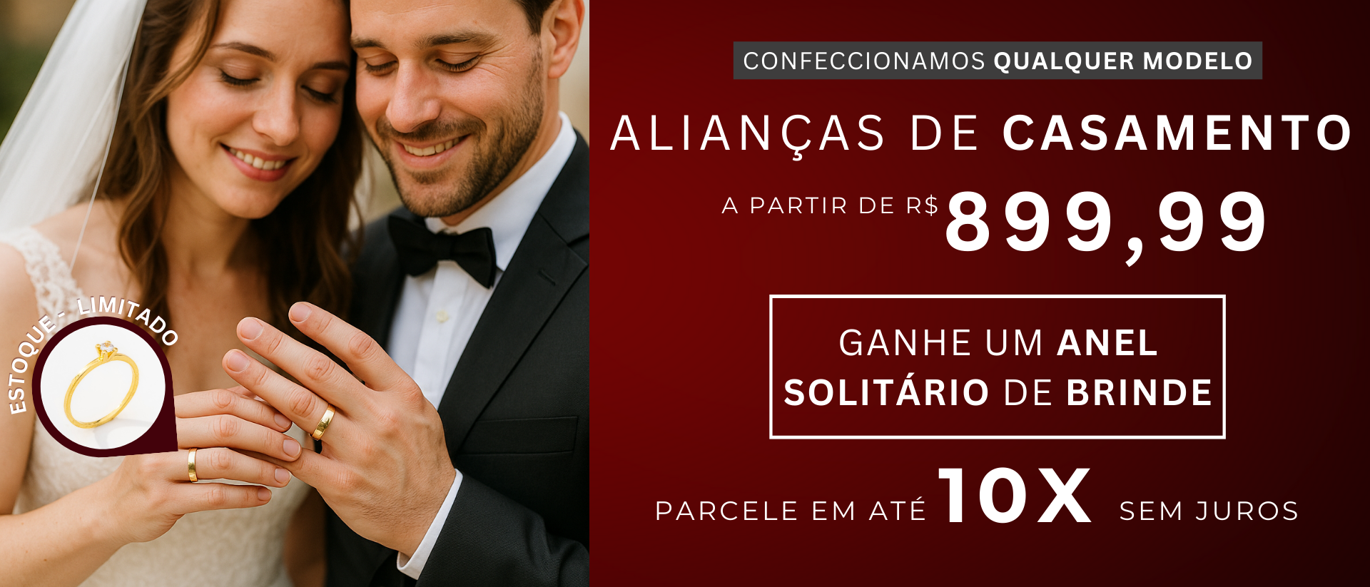 Alianças em ouro 10k - Promoção 